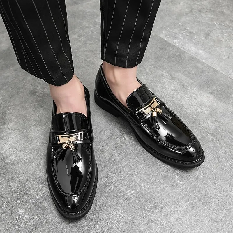 Mens Patent Leather Business Oxfords Dress Shoe Lined Classic Slip On Loafers Shoes