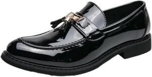 Mens Patent Leather Business Oxfords Dress Shoe Lined Classic Slip On Loafers Shoes