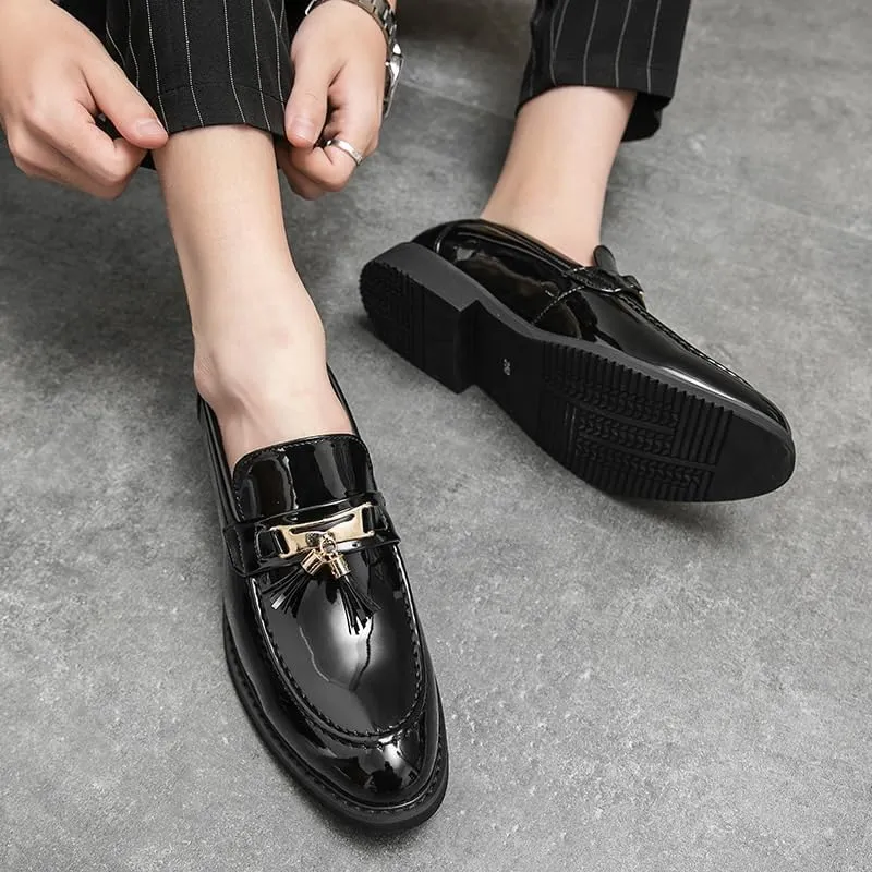 Mens Patent Leather Business Oxfords Dress Shoe Lined Classic Slip On Loafers Shoes