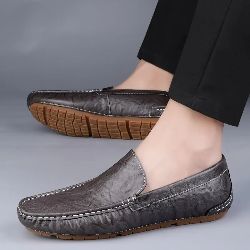 Men's Prom Shoes PU Leather Party Prom Solid Color Low Top Shoe Slip-on