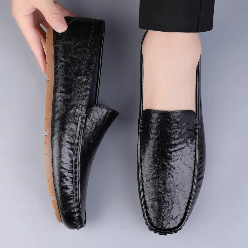 Men's Prom Shoes PU Leather Party Prom Solid Color Low Top Shoe Slip-on