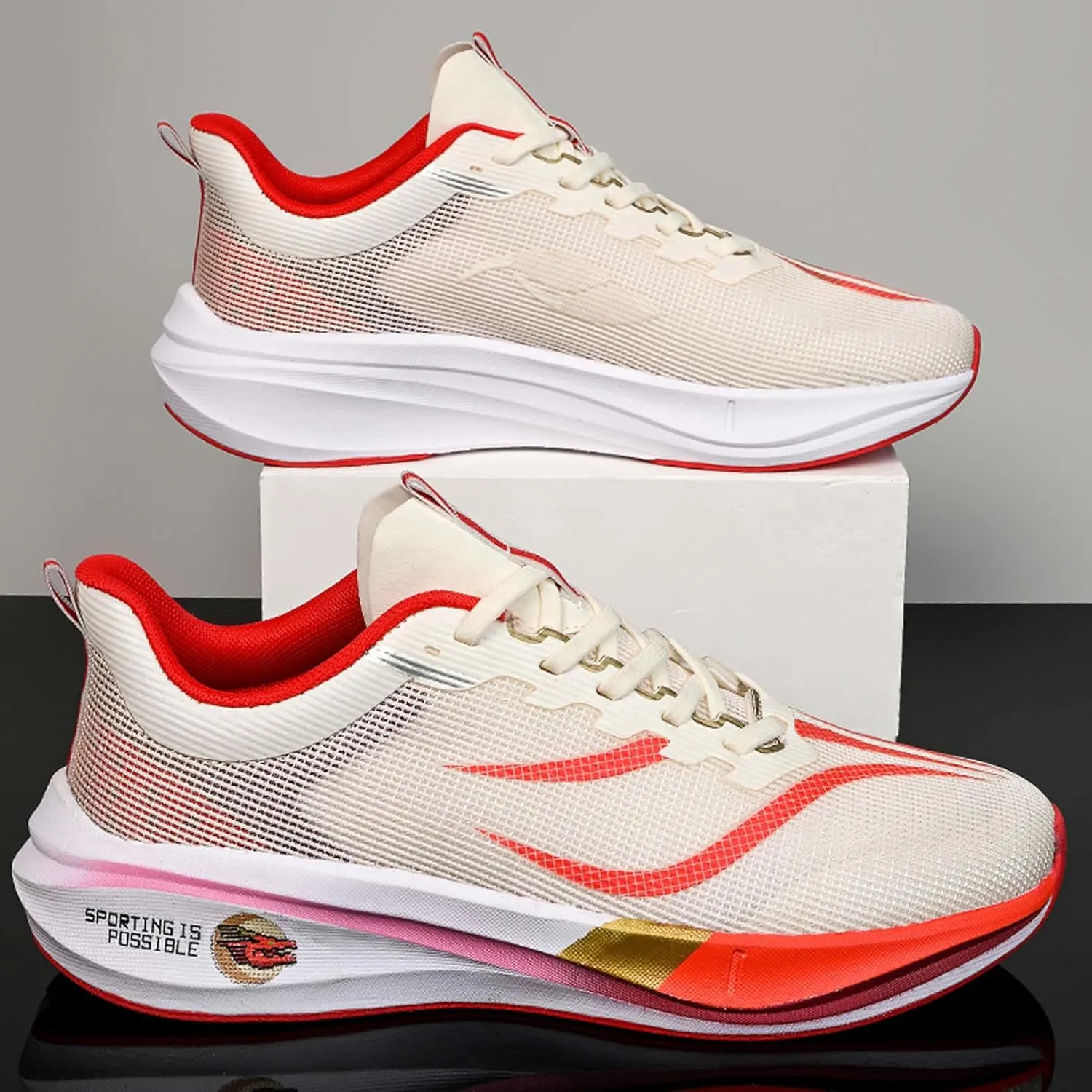 Men's Running Sneakers Lightweight Breathable Fashion Sneakers Women's Gym Jogging Shoes Walking Lightweight Shoes Comfortable Non-Slip