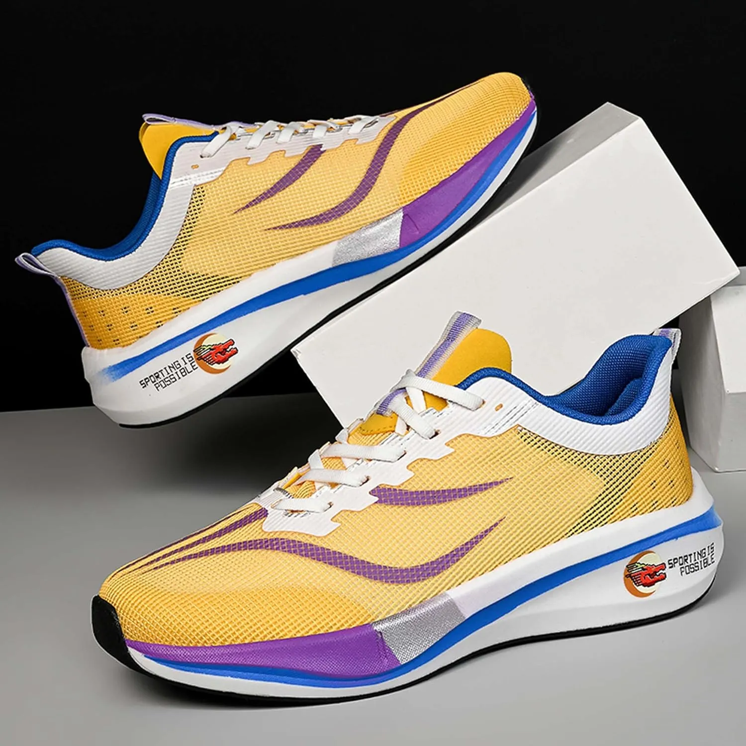 Men's Running Sneakers Lightweight Breathable Fashion Sneakers Women's Gym Jogging Shoes Walking Lightweight Shoes Comfortable Non-Slip