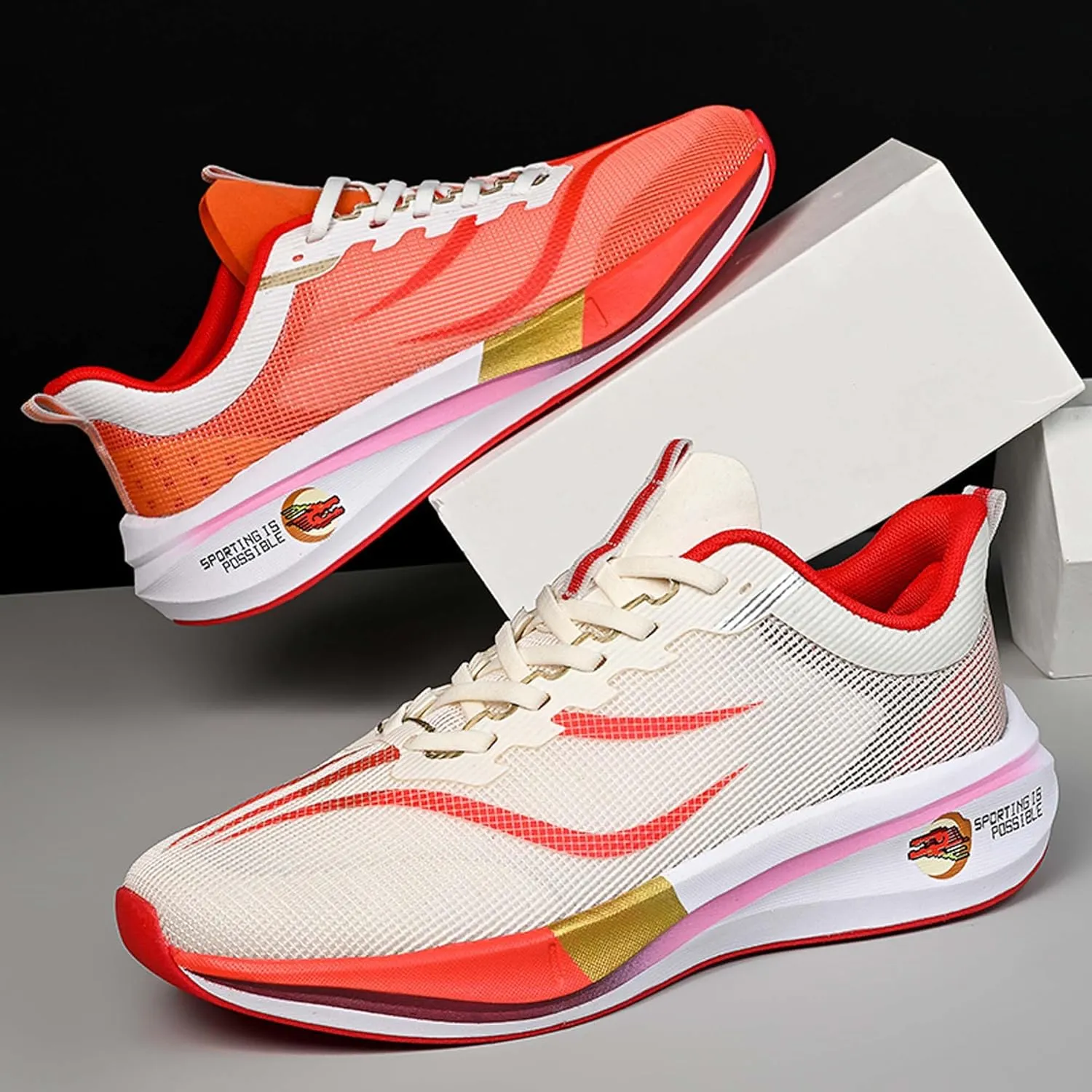 Men's Running Sneakers Lightweight Breathable Fashion Sneakers Women's Gym Jogging Shoes Walking Lightweight Shoes Comfortable Non-Slip