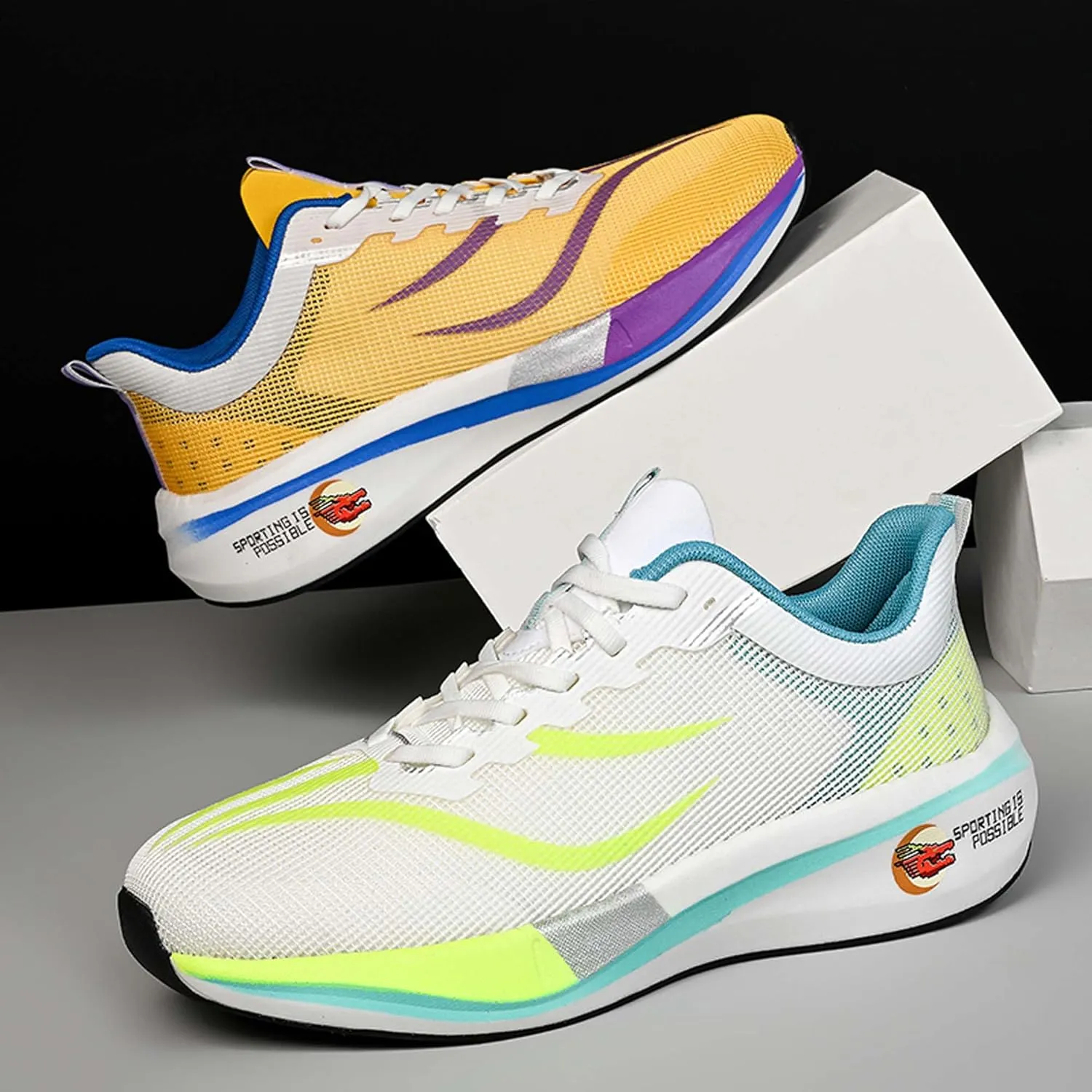 Men's Running Sneakers Lightweight Breathable Fashion Sneakers Women's Gym Jogging Shoes Walking Lightweight Shoes Comfortable Non-Slip