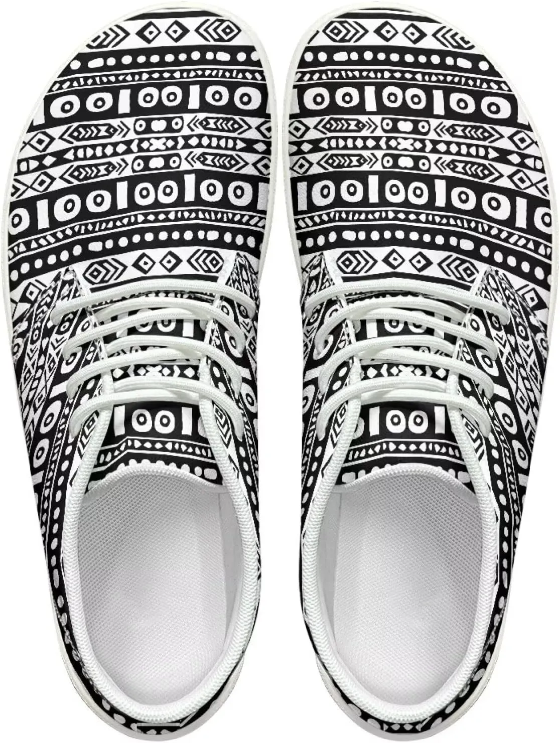 Men's Wide Barefoot Sneakers Tribal Stripes Lightweight Fitness Shoes Comfort Breathable Anti-Skid Waterproof Workout Shoe for Outdoor Indoor US 5-14 White Sole