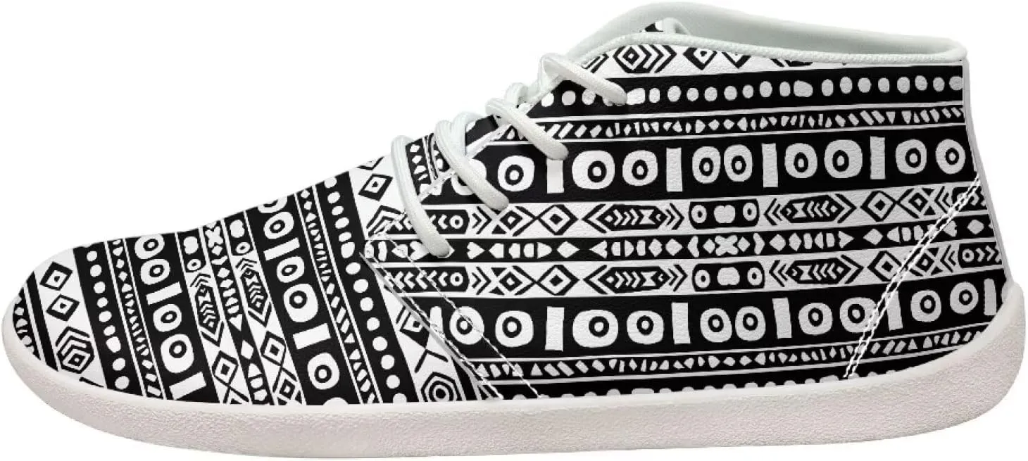 Men's Wide Barefoot Sneakers Tribal Stripes Lightweight Fitness Shoes Comfort Breathable Anti-Skid Waterproof Workout Shoe for Outdoor Indoor US 5-14 White Sole