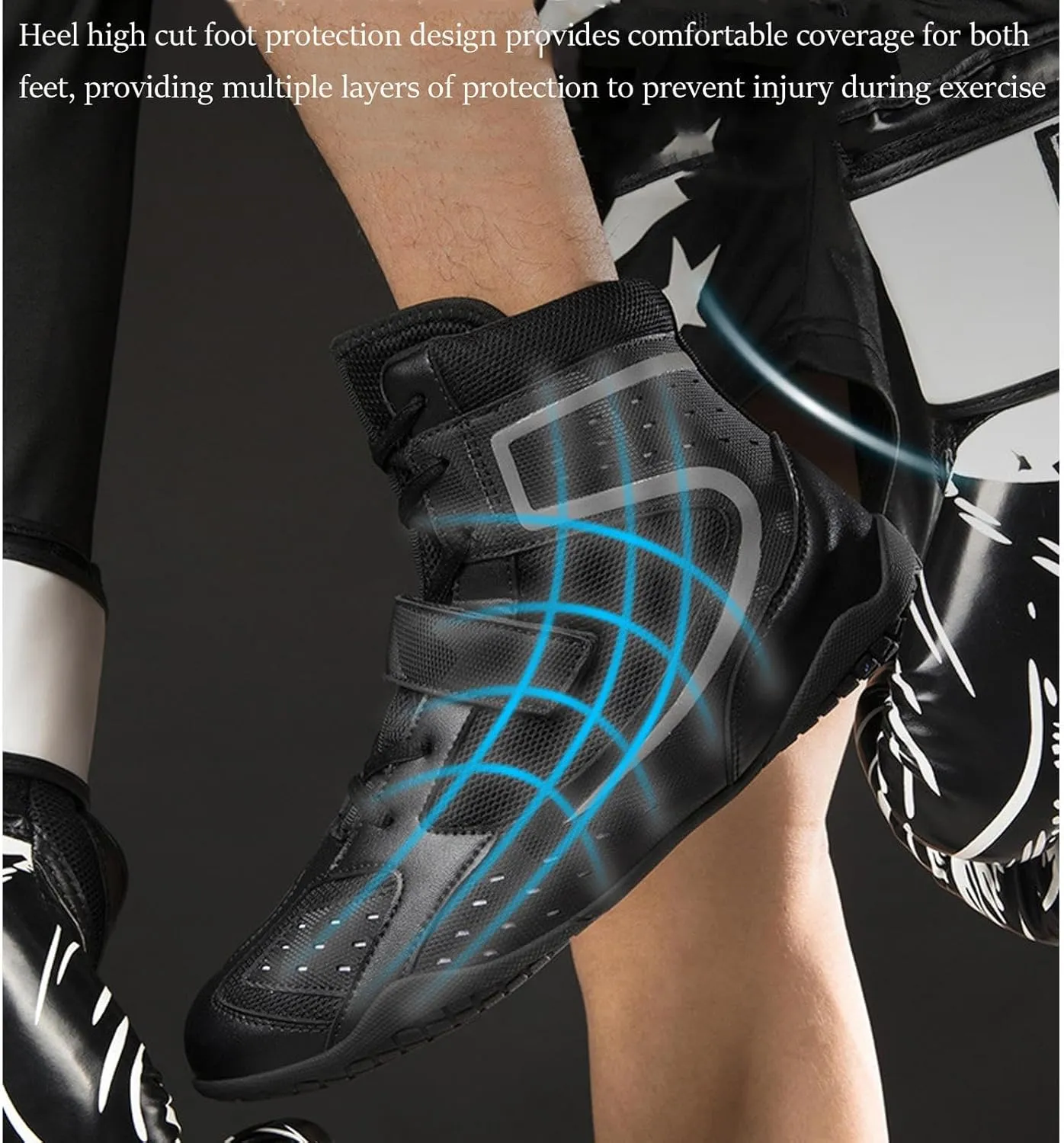 Men's Women's Boxing Boots, Mens Kids Adults Wrestling Shoes, Unisex Junior Boxers Trainers Fight Shoes Breathable Athletic Fitness Shoes