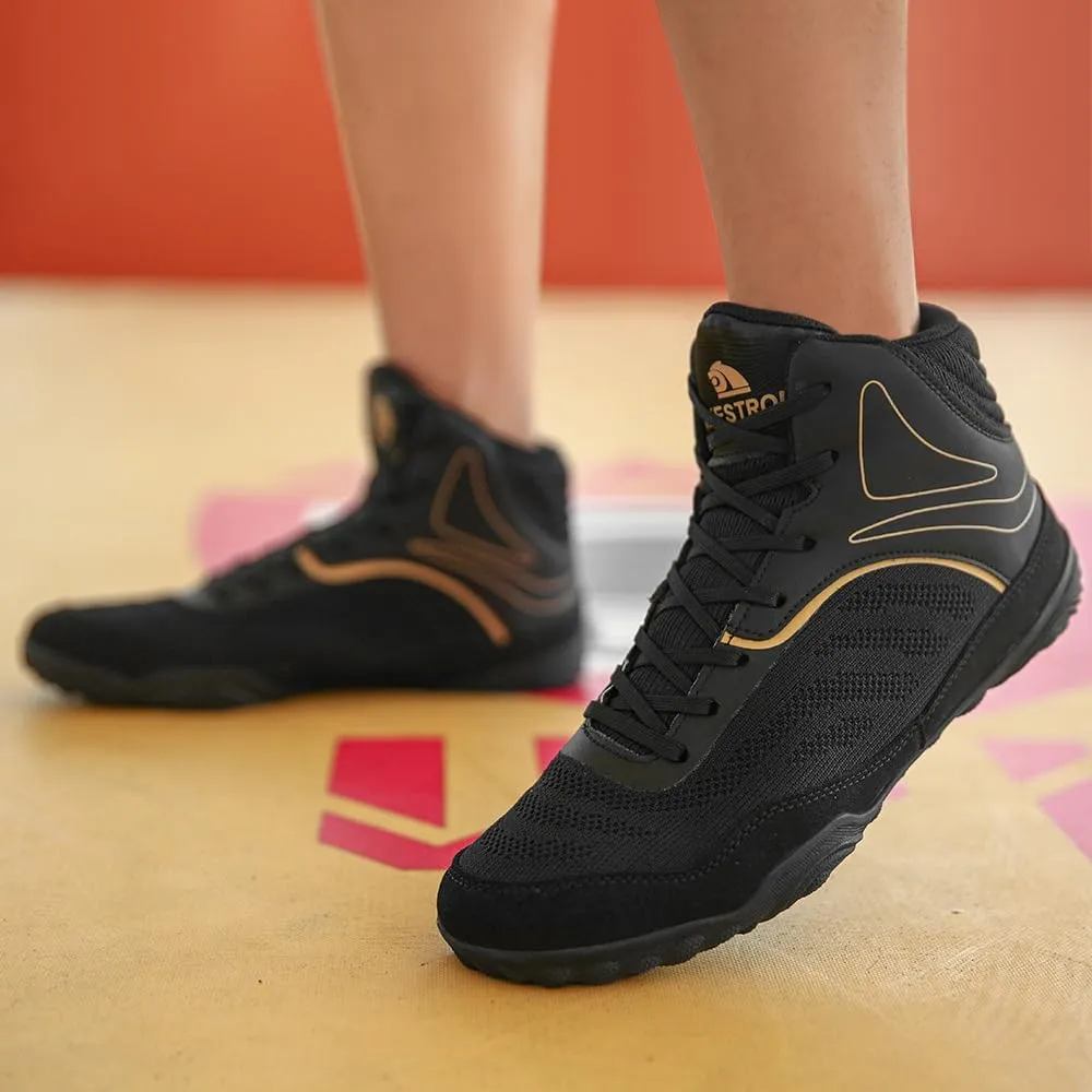 Mens' Wrestling Trainers Lightweight Breathable Unisex Fighting Fitness Shoes for Wrestling Boxing Weightlifting