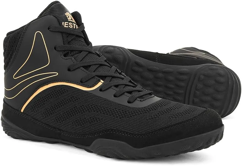 Mens' Wrestling Trainers Lightweight Breathable Unisex Fighting Fitness Shoes for Wrestling Boxing Weightlifting