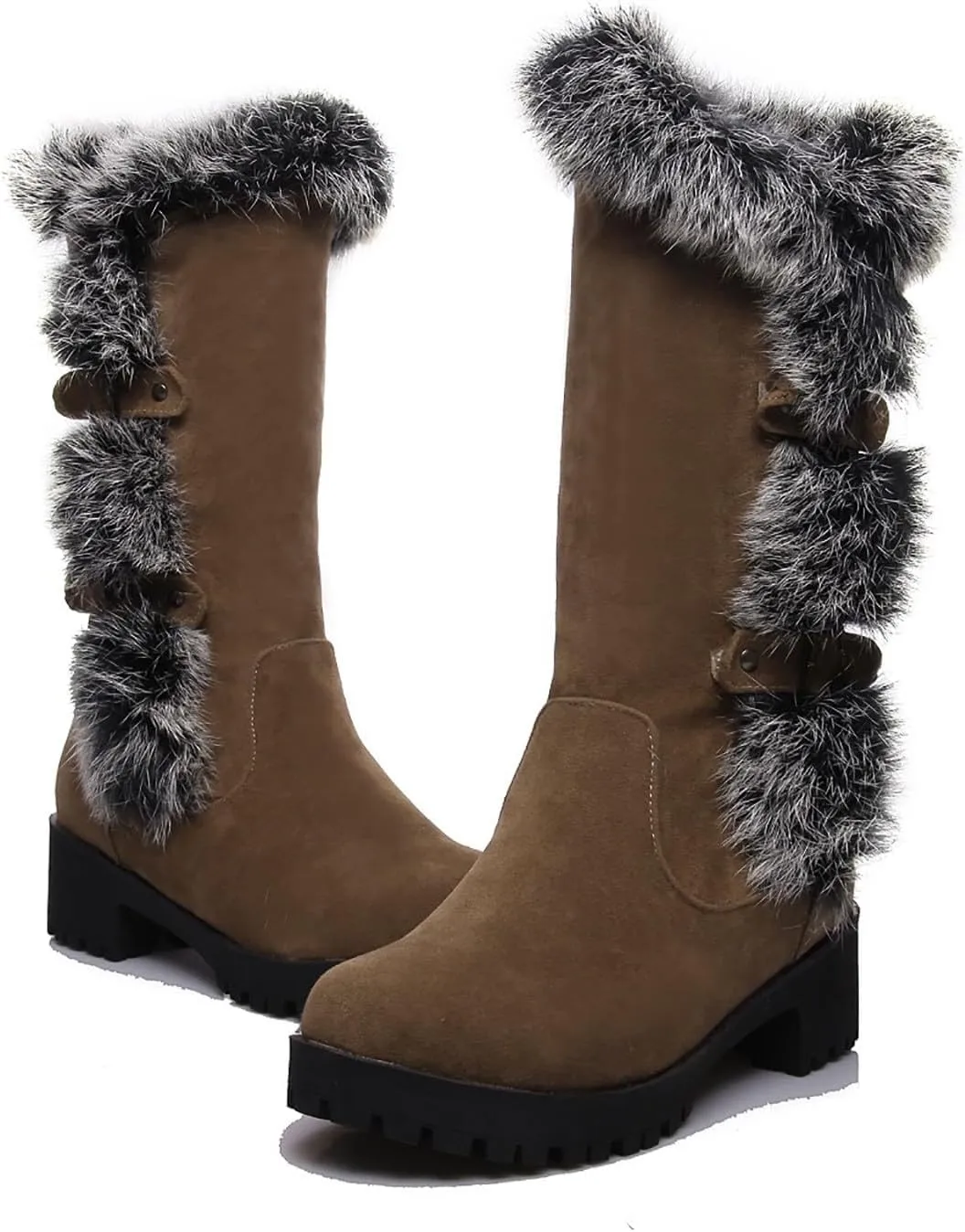 Mid Calf Boots Snow Boots for Women Autumn And Winter Women's Casual Frosted Mid-Length Boots Low Heel Mid-Calf Boots
