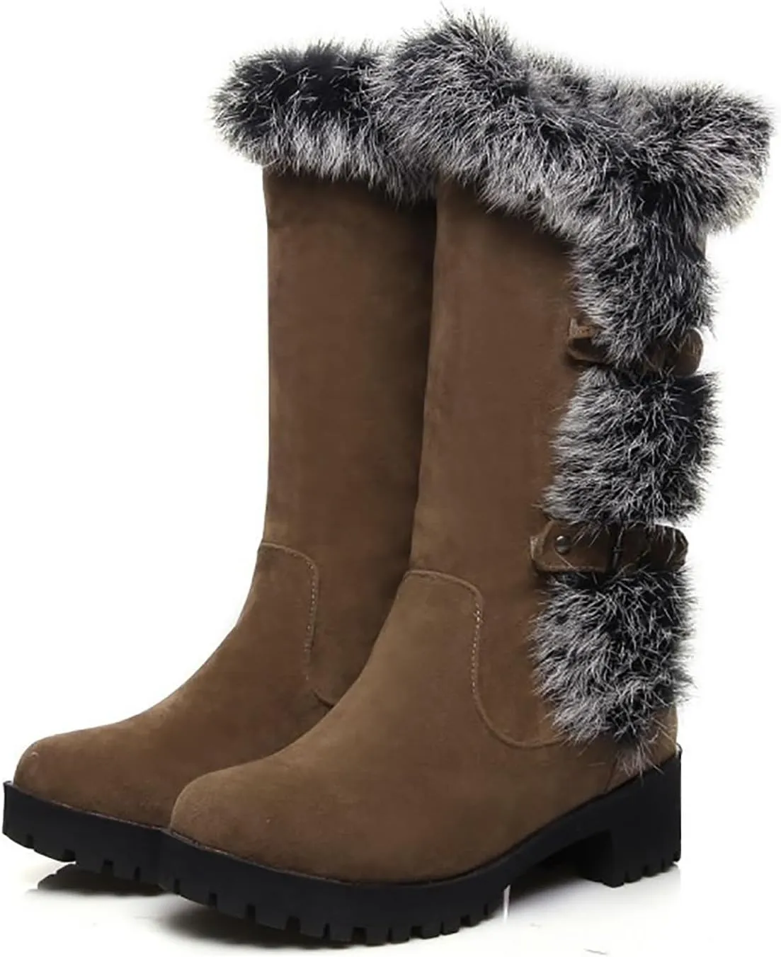 Mid Calf Boots Snow Boots for Women Autumn And Winter Women's Casual Frosted Mid-Length Boots Low Heel Mid-Calf Boots