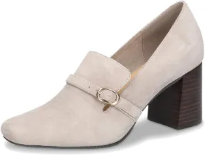 MOOMMO Women Chunky Block Heel Loafers Pumps Suede Square Closed Toe Slip On Buckle Strap Loafers Shoes Cutout Stacked Heels Office Shoes Matte Leather Ladies Formal Work Wedding Party 4-11 M US