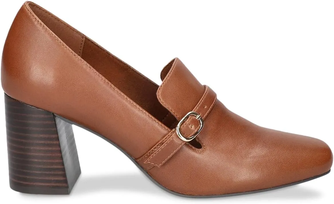 MOOMMO Women Chunky Block Heel Loafers Pumps Suede Square Closed Toe Slip On Buckle Strap Loafers Shoes Cutout Stacked Heels Office Shoes Matte Leather Ladies Formal Work Wedding Party 4-11 M US