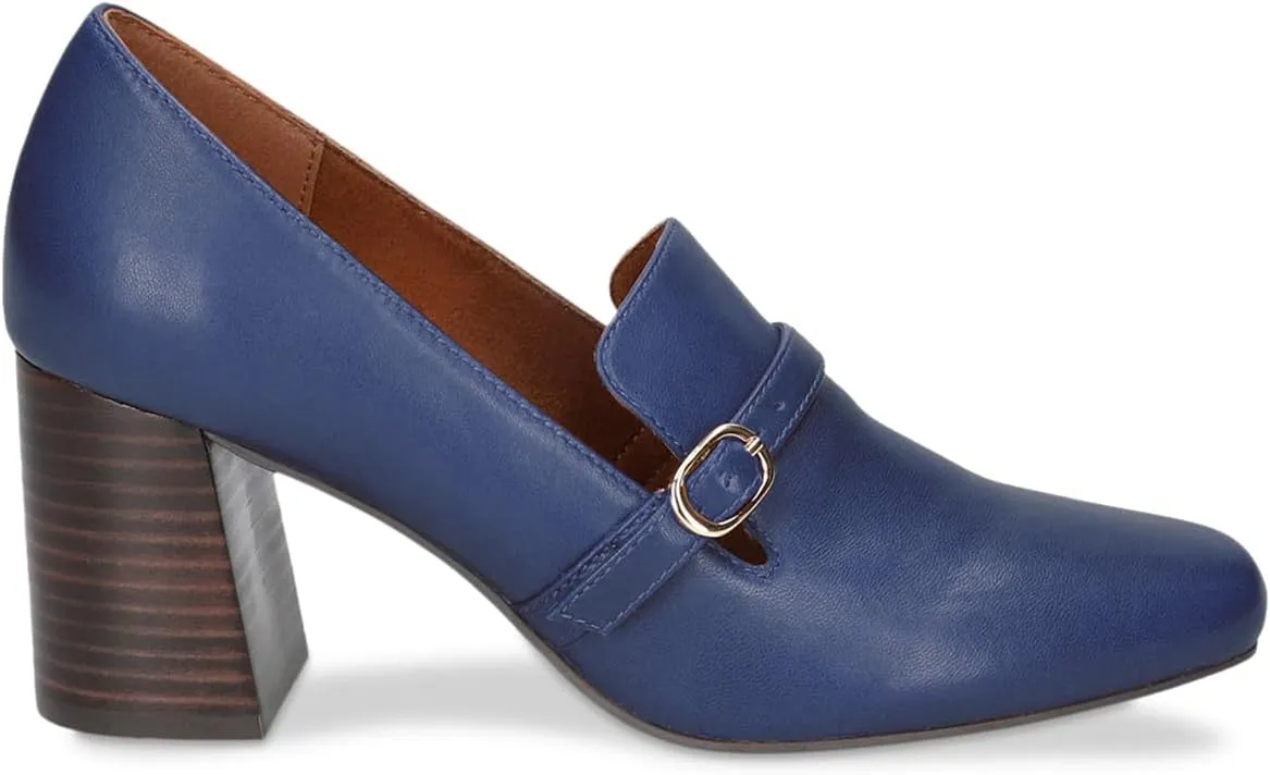 MOOMMO Women Chunky Block Heel Loafers Pumps Suede Square Closed Toe Slip On Buckle Strap Loafers Shoes Cutout Stacked Heels Office Shoes Matte Leather Ladies Formal Work Wedding Party 4-11 M US