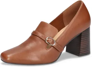 MOOMMO Women Chunky Block Heel Loafers Pumps Suede Square Closed Toe Slip On Buckle Strap Loafers Shoes Cutout Stacked Heels Office Shoes Matte Leather Ladies Formal Work Wedding Party 4-11 M US