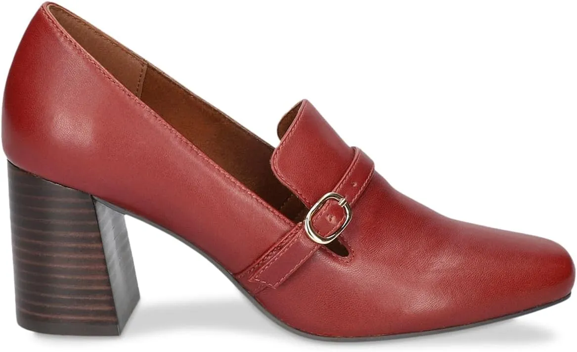 MOOMMO Women Chunky Block Heel Loafers Pumps Suede Square Closed Toe Slip On Buckle Strap Loafers Shoes Cutout Stacked Heels Office Shoes Matte Leather Ladies Formal Work Wedding Party 4-11 M US