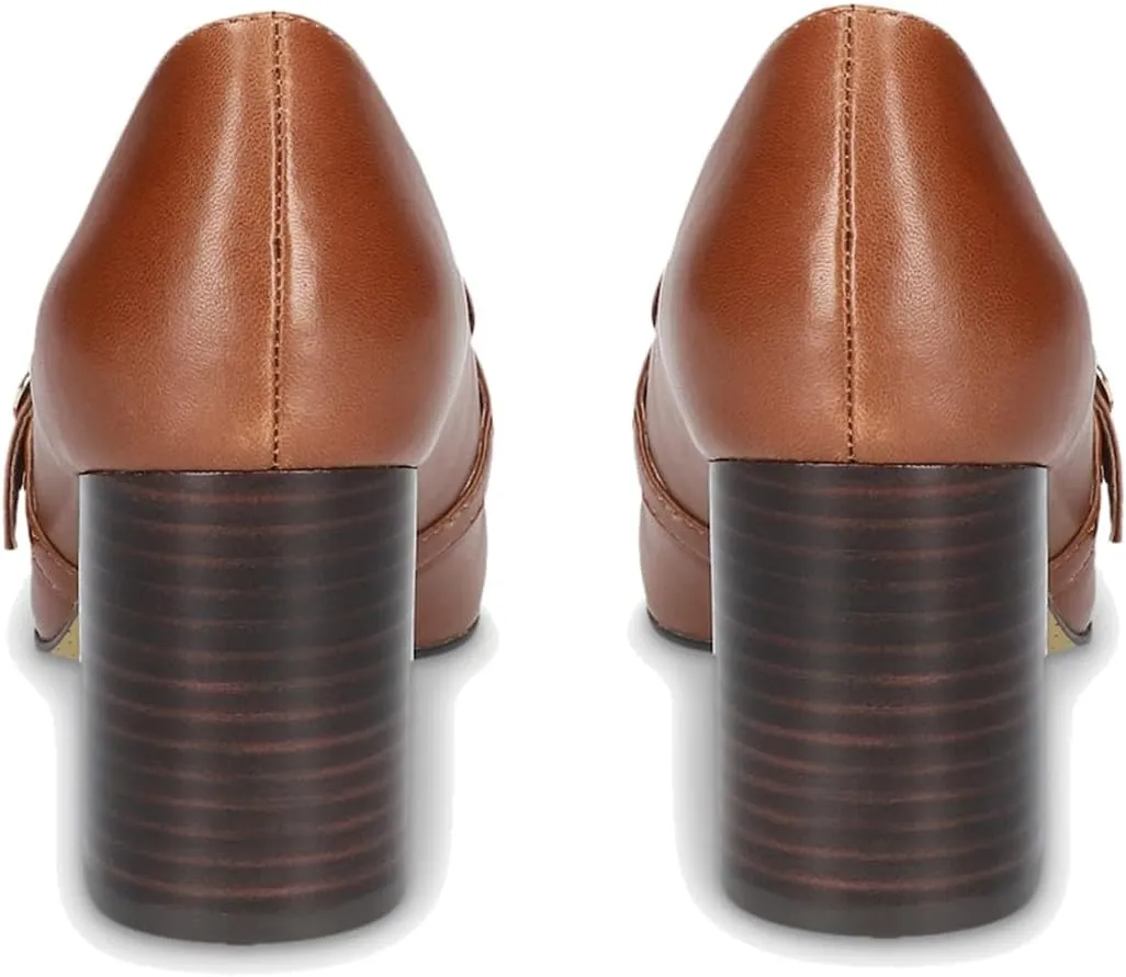 MOOMMO Women Chunky Block Heel Loafers Pumps Suede Square Closed Toe Slip On Buckle Strap Loafers Shoes Cutout Stacked Heels Office Shoes Matte Leather Ladies Formal Work Wedding Party 4-11 M US