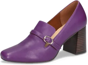 MOOMMO Women Chunky Block Heel Loafers Pumps Suede Square Closed Toe Slip On Buckle Strap Loafers Shoes Cutout Stacked Heels Office Shoes Matte Leather Ladies Formal Work Wedding Party 4-11 M US