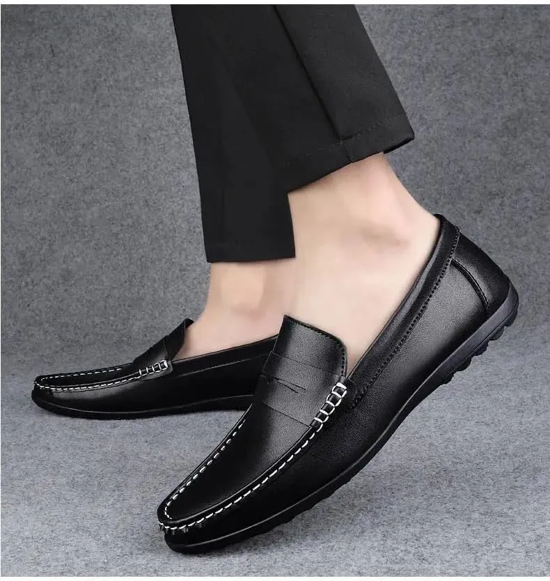 Party Loafers for Men's Faux Leather Wedding Round Toe Solid Color Slip On