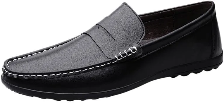 Party Loafers for Men's Faux Leather Wedding Round Toe Solid Color Slip On