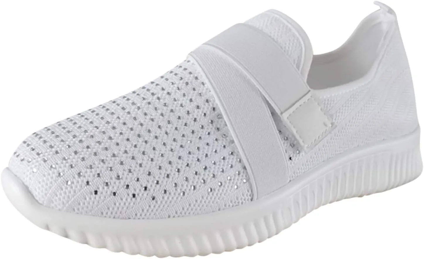 Rhinestone Sneakers for Women Outdoor Casual Fitness Shoes Breathable Slip On Arch Support Walking Shoes