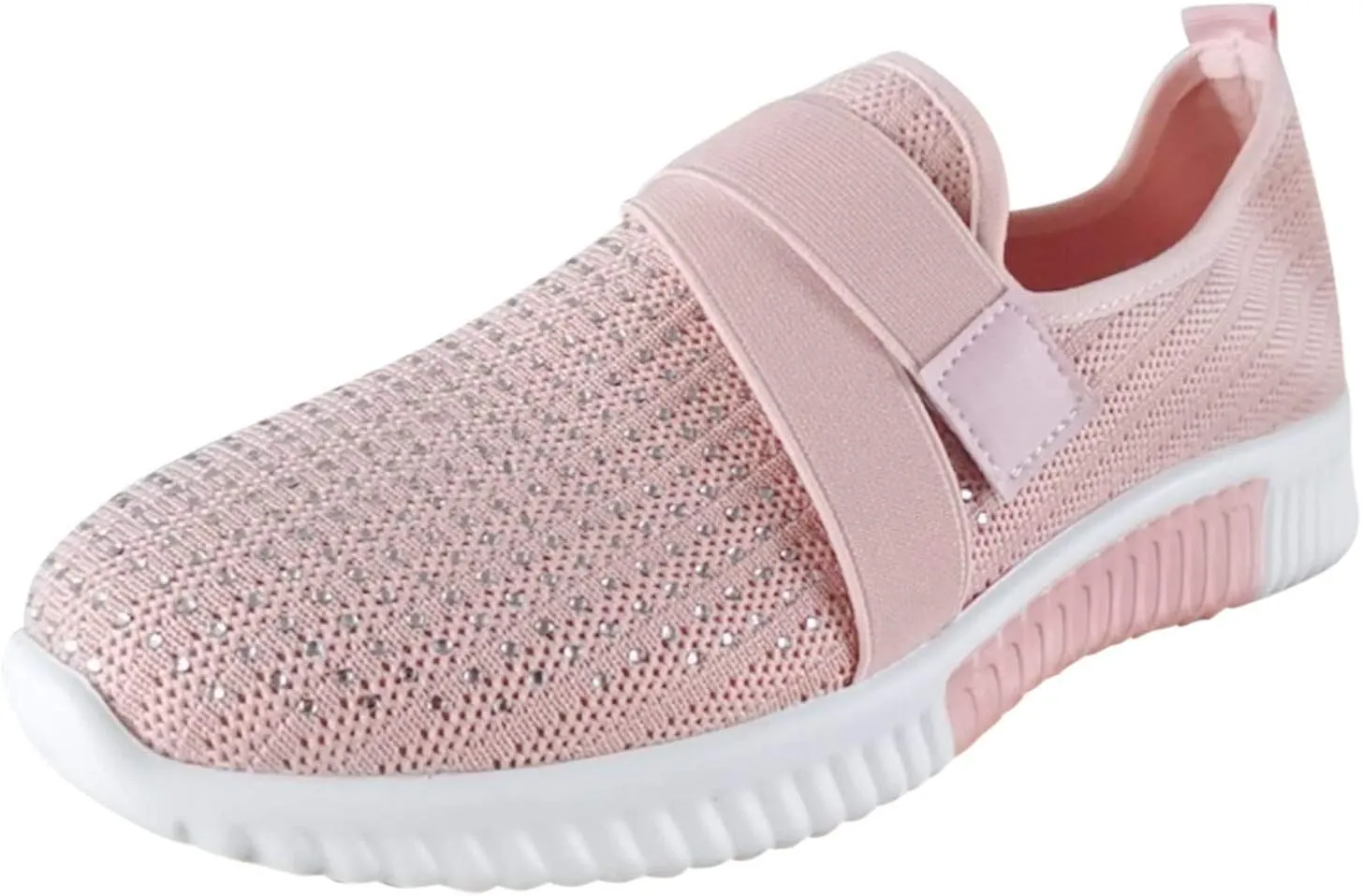 Rhinestone Sneakers for Women Outdoor Casual Fitness Shoes Breathable Slip On Arch Support Walking Shoes