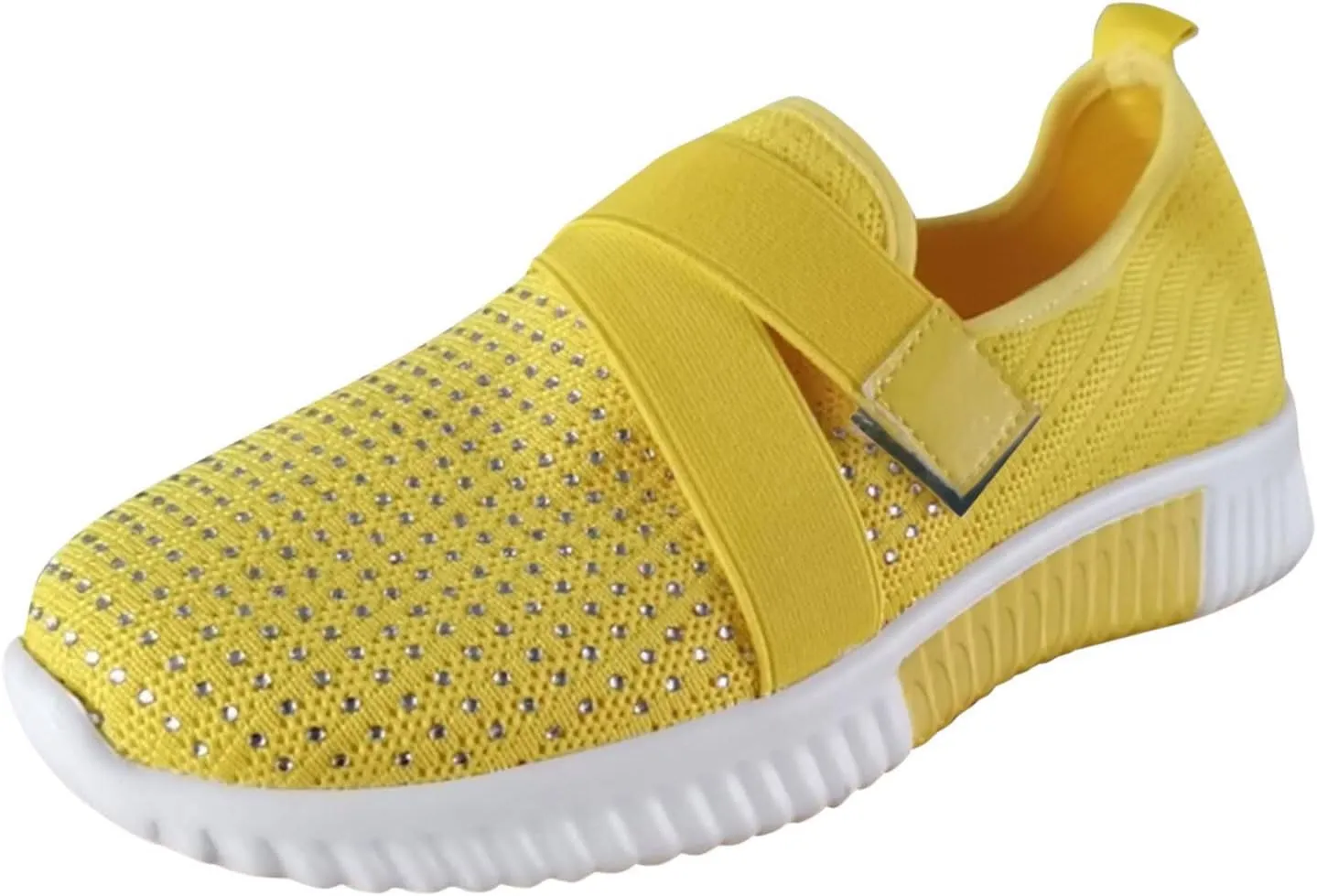 Rhinestone Sneakers for Women Outdoor Casual Fitness Shoes Breathable Slip On Arch Support Walking Shoes