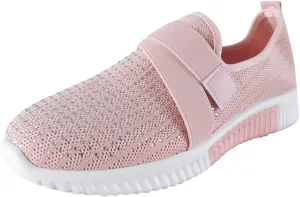 Rhinestone Sneakers for Women Outdoor Casual Fitness Shoes Breathable Slip On Arch Support Walking Shoes