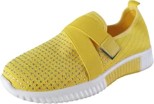 Rhinestone Sneakers for Women Outdoor Casual Fitness Shoes Breathable Slip On Arch Support Walking Shoes