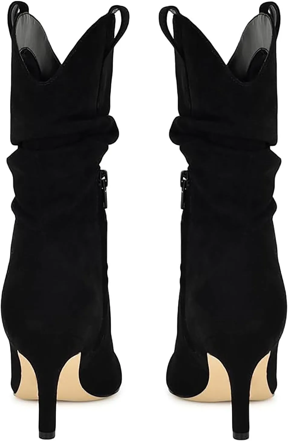 SHODENSE Women Slouch Stiletto Western Boots Mid Calf Pointed Toe Suede Cowboy Calf Boots Stiletto High Heels 3 inch Slim Heel Calf High Boots Cowgirl Zipper Vintage Party Office 4-11 M US