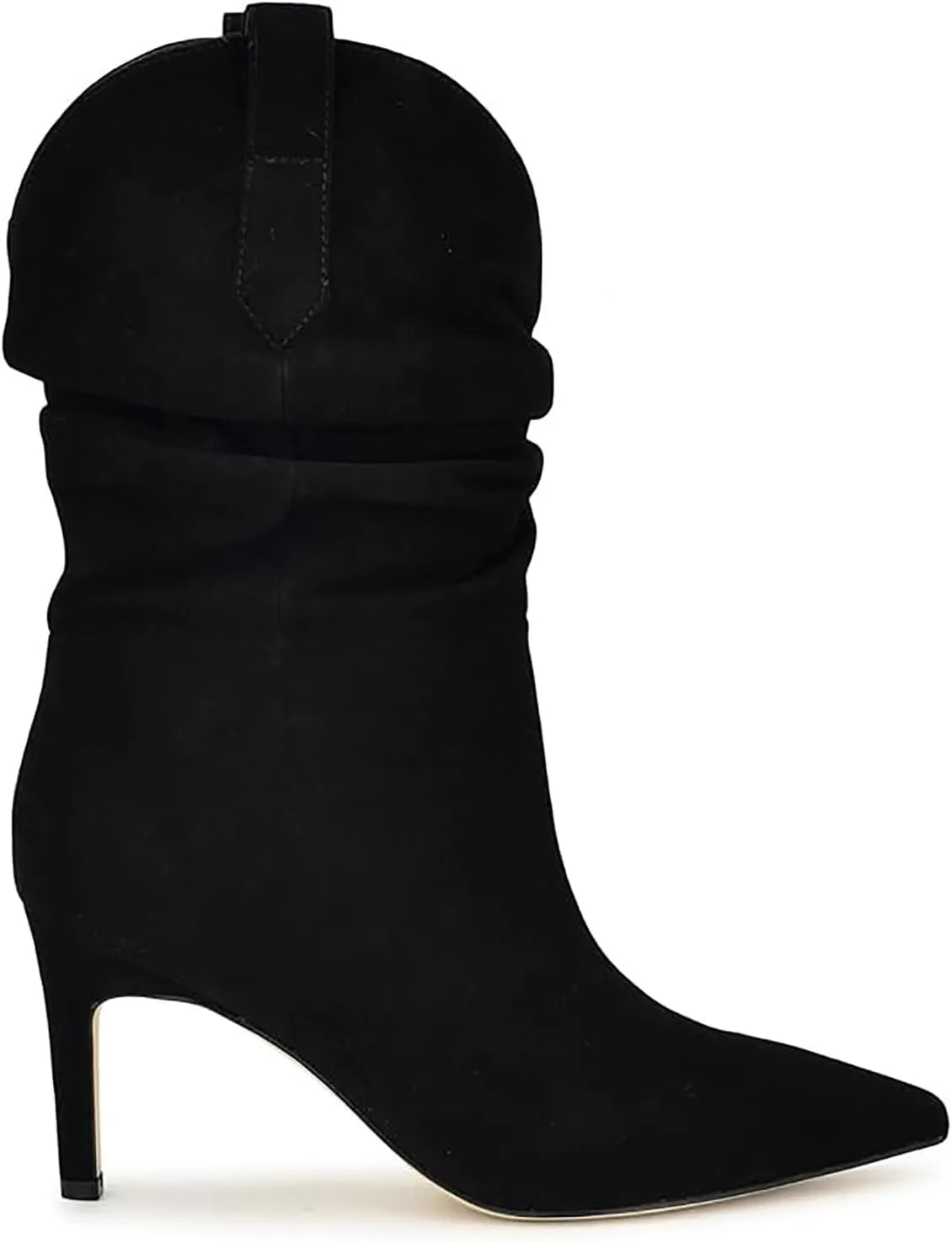 SHODENSE Women Slouch Stiletto Western Boots Mid Calf Pointed Toe Suede Cowboy Calf Boots Stiletto High Heels 3 inch Slim Heel Calf High Boots Cowgirl Zipper Vintage Party Office 4-11 M US
