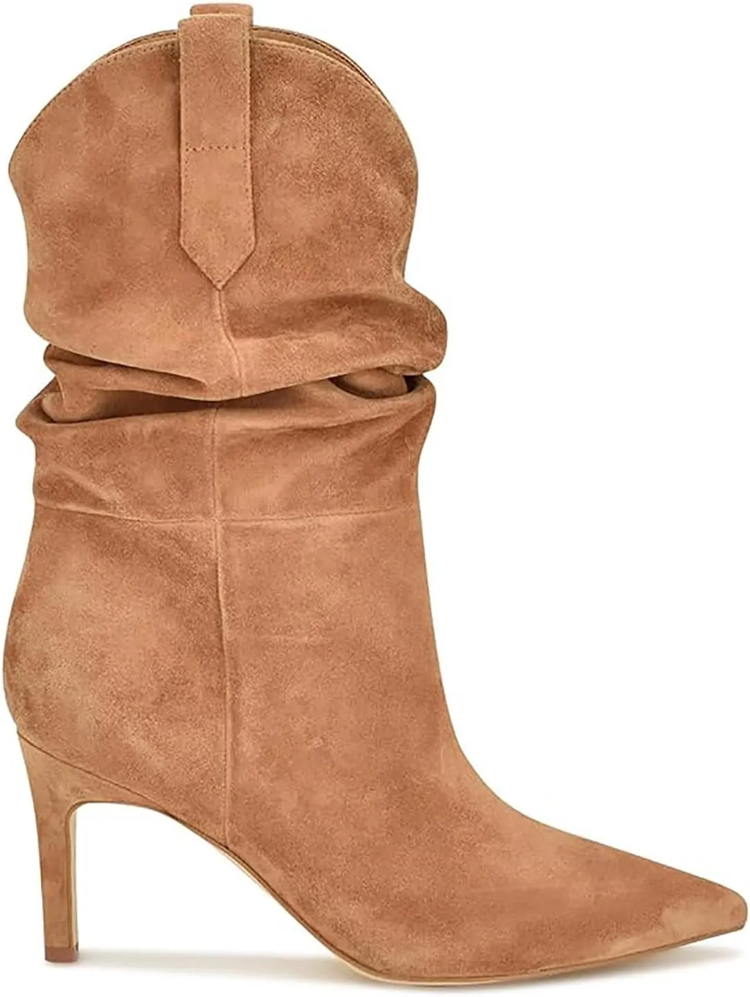 SHODENSE Women Slouch Stiletto Western Boots Mid Calf Pointed Toe Suede Cowboy Calf Boots Stiletto High Heels 3 inch Slim Heel Calf High Boots Cowgirl Zipper Vintage Party Office 4-11 M US