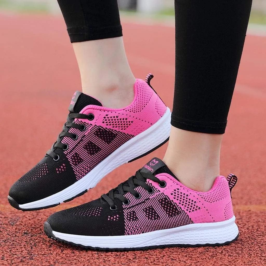 Shoe Casual Lace-Up Shoe Solid Women Student Shoe Mesh Running Women's Support Running Shoes