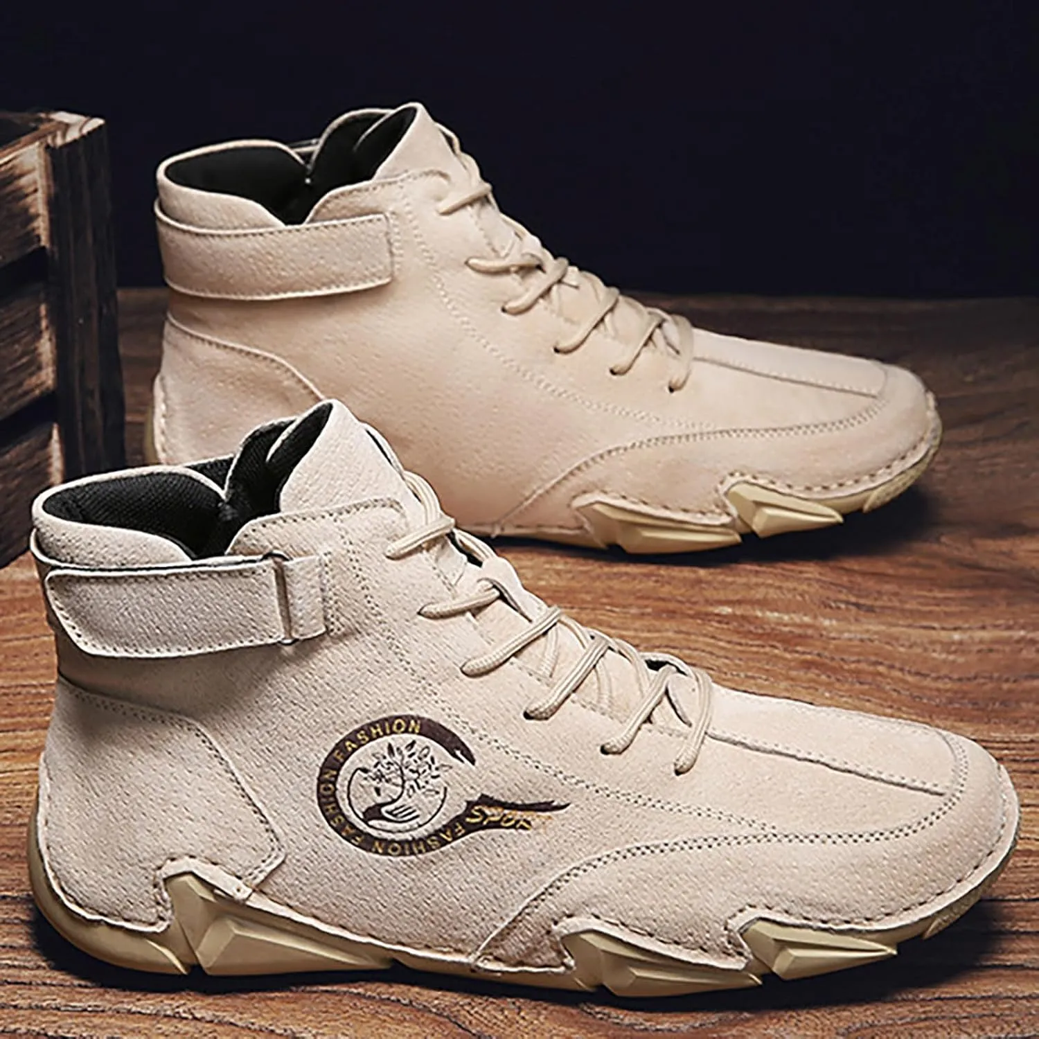Shoes New Winter Men's Padded Leather Korean High Top Hook Loop Short Boots Lace-Up Lightweight Sport Shoes