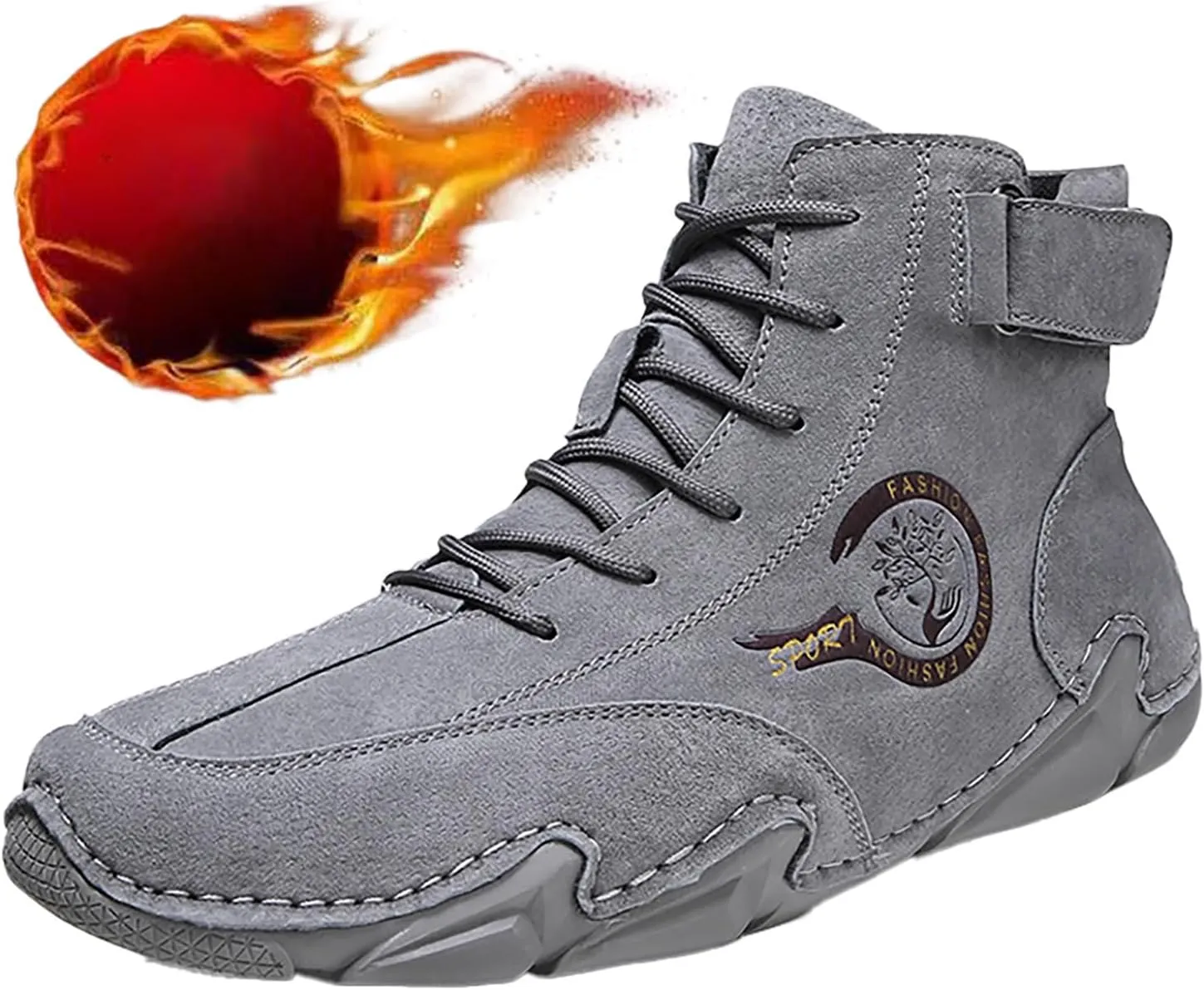 Shoes New Winter Men's Padded Leather Korean High Top Hook Loop Short Boots Lace-Up Lightweight Sport Shoes