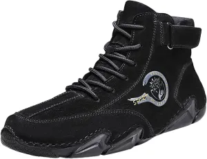 Shoes New Winter Men's Padded Leather Korean High Top Hook Loop Short Boots Lace-Up Lightweight Sport Shoes