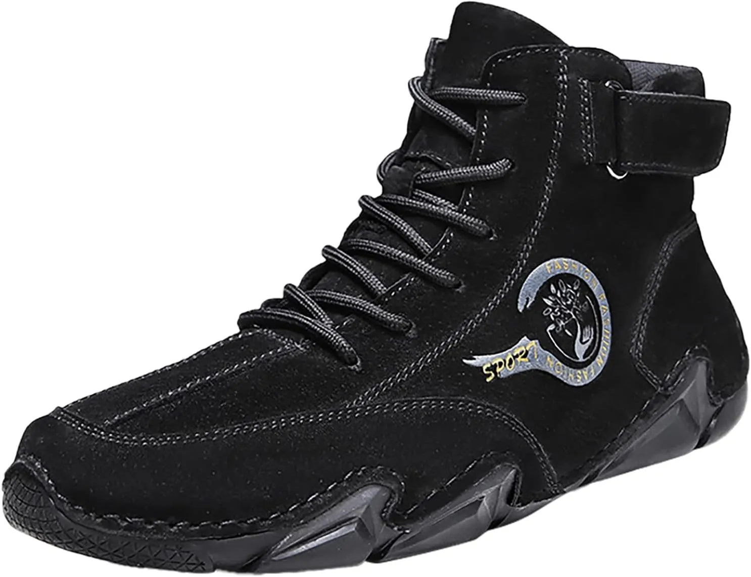 Shoes New Winter Men's Padded Leather Korean High Top Hook Loop Short Boots Lace-Up Lightweight Sport Shoes
