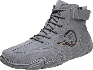 Shoes New Winter Men's Padded Leather Korean High Top Hook Loop Short Boots Lace-Up Lightweight Sport Shoes