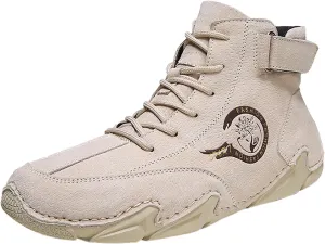 Shoes New Winter Men's Padded Leather Korean High Top Hook Loop Short Boots Lace-Up Lightweight Sport Shoes