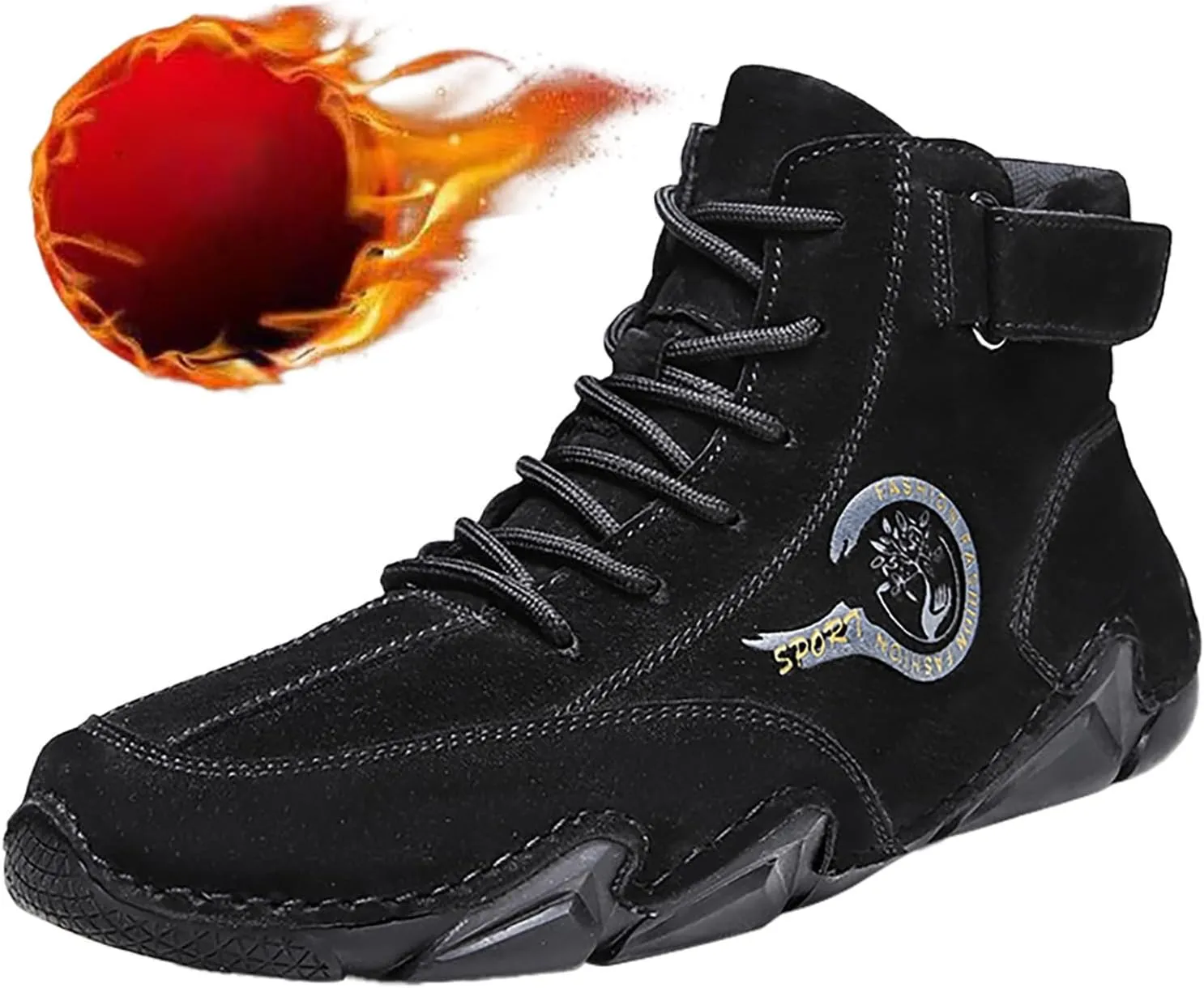 Shoes New Winter Men's Padded Leather Korean High Top Hook Loop Short Boots Lace-Up Lightweight Sport Shoes