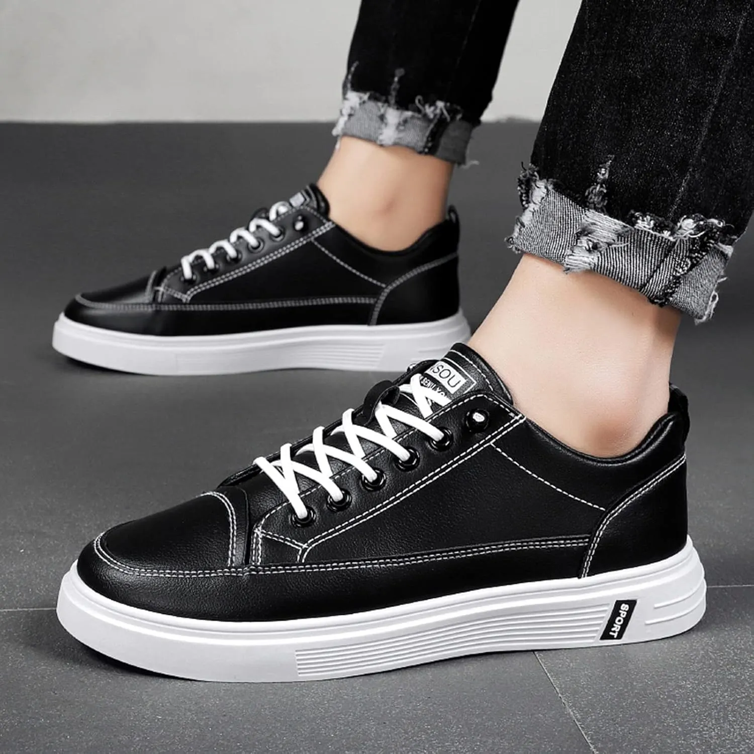 Sneakers Business Breathable Men All Breathable Leather Casual