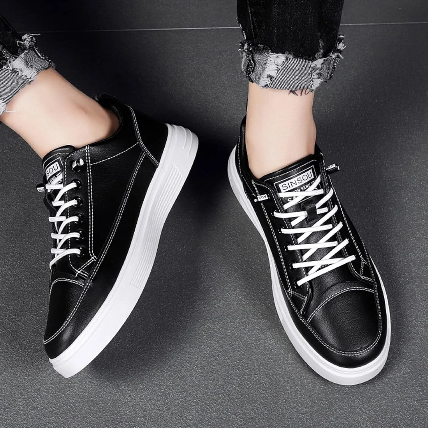 Sneakers Business Breathable Men All Breathable Leather Casual
