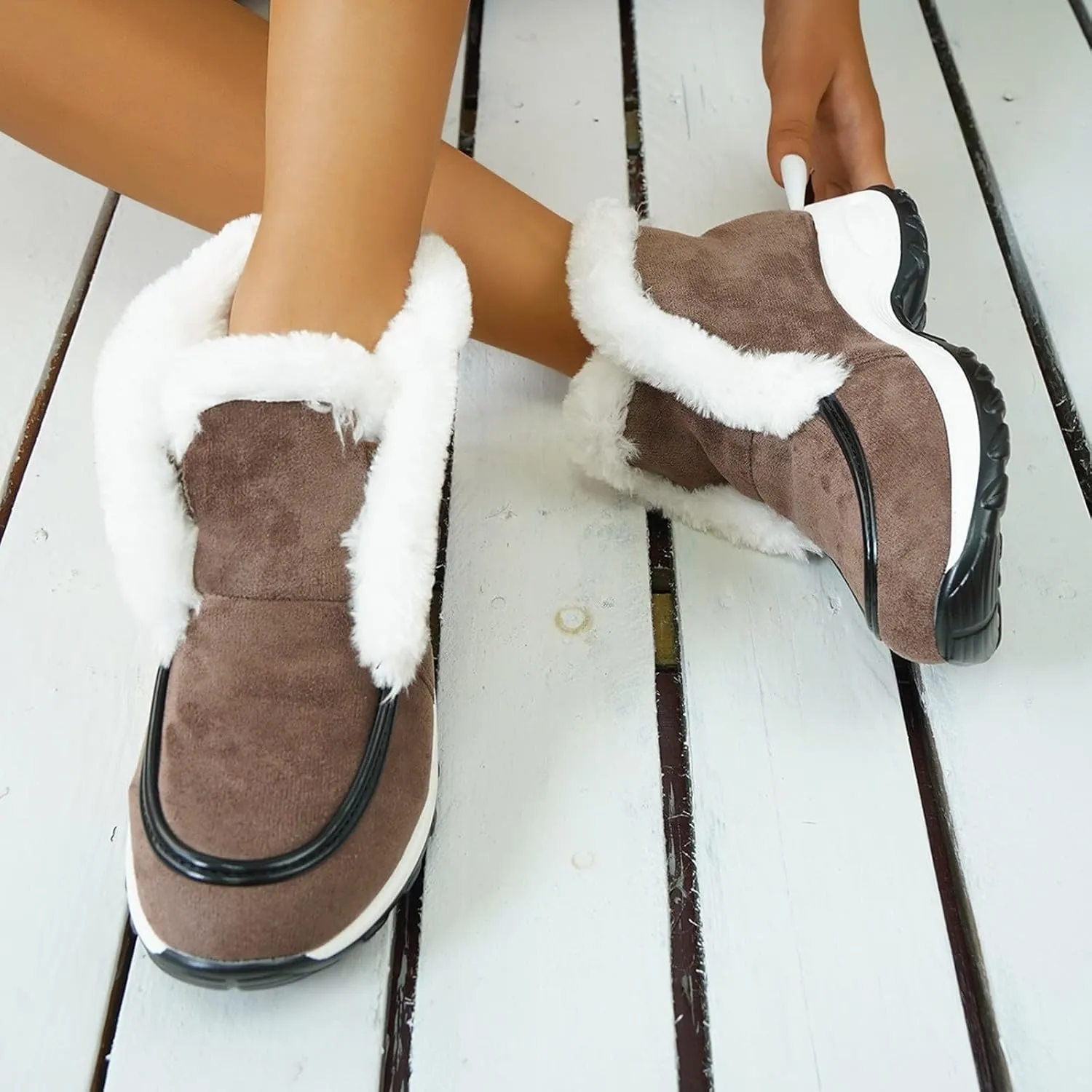 Snow Boots for Women Mid Calf Warm Insulated Lace up Snow Boots Mid-Calf Zipper Boots Classic Short Boots Outdoor Shoe