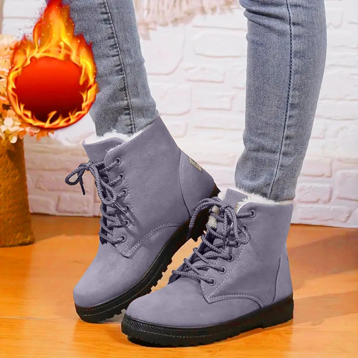 Winter Boots for Women Snow Boots for Women Warm Fur lined Winter Boots Lace Up Comfortable Winter Boot