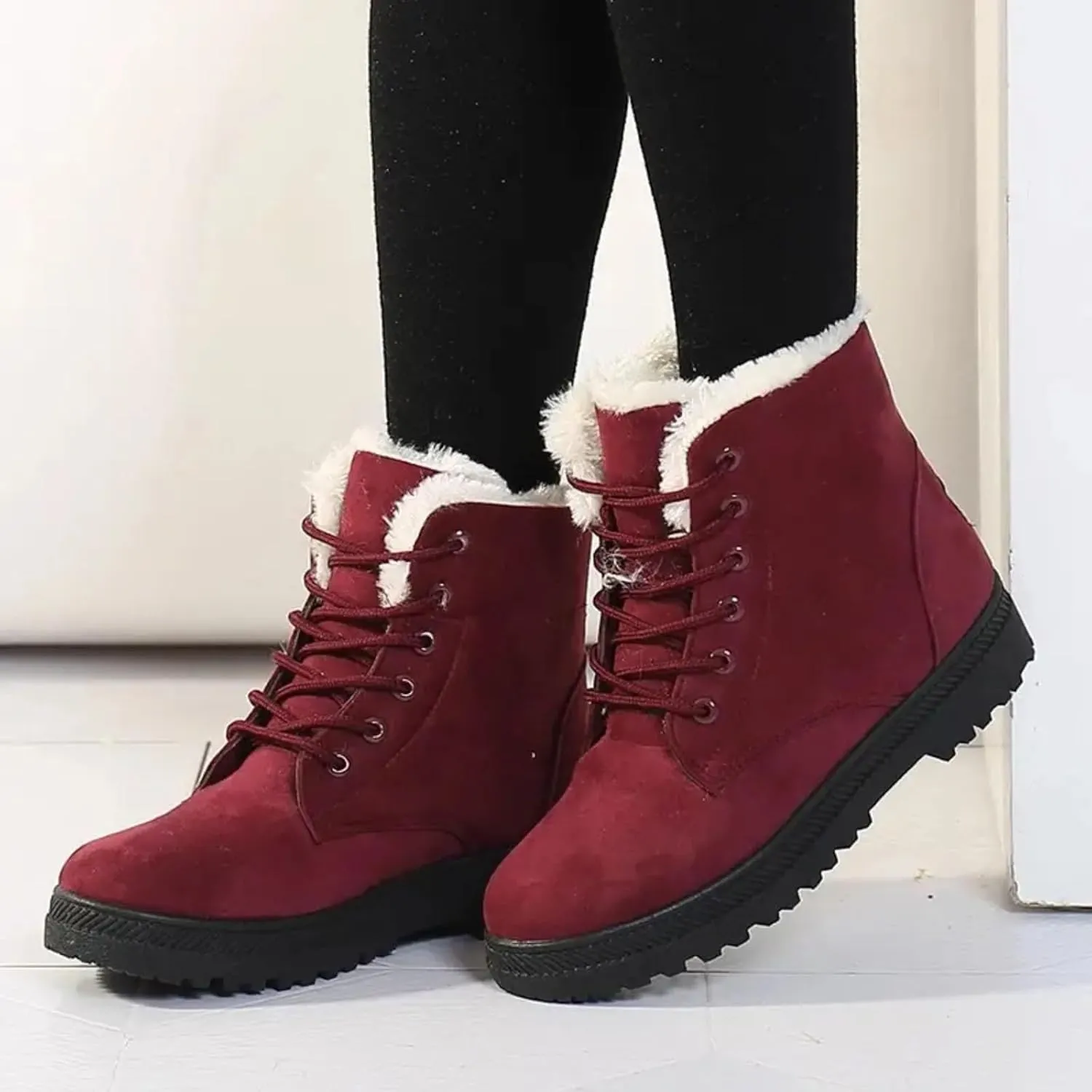 Winter Boots for Women Snow Boots for Women Warm Fur lined Winter Boots Lace Up Comfortable Winter Boot