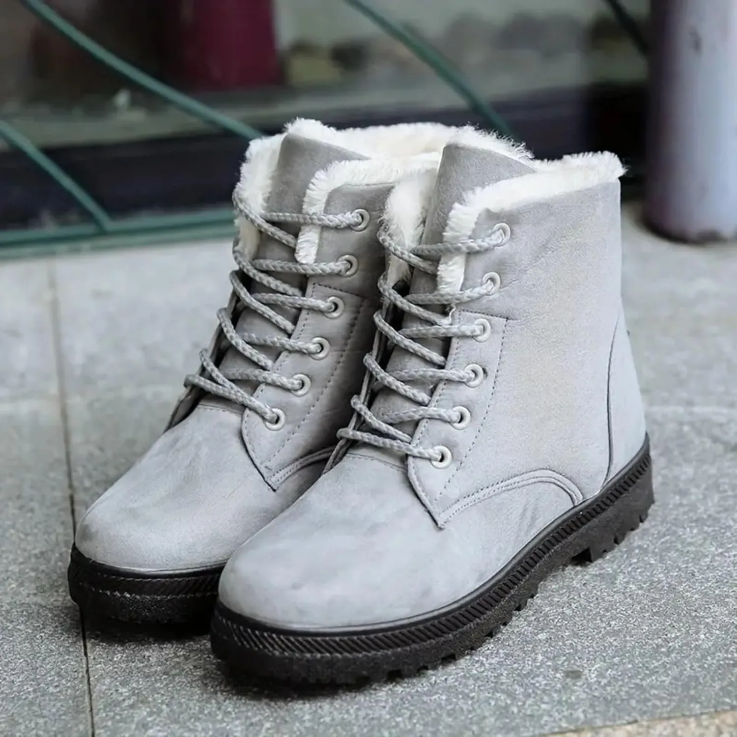 Winter Boots for Women Snow Boots for Women Warm Fur lined Winter Boots Lace Up Comfortable Winter Boot