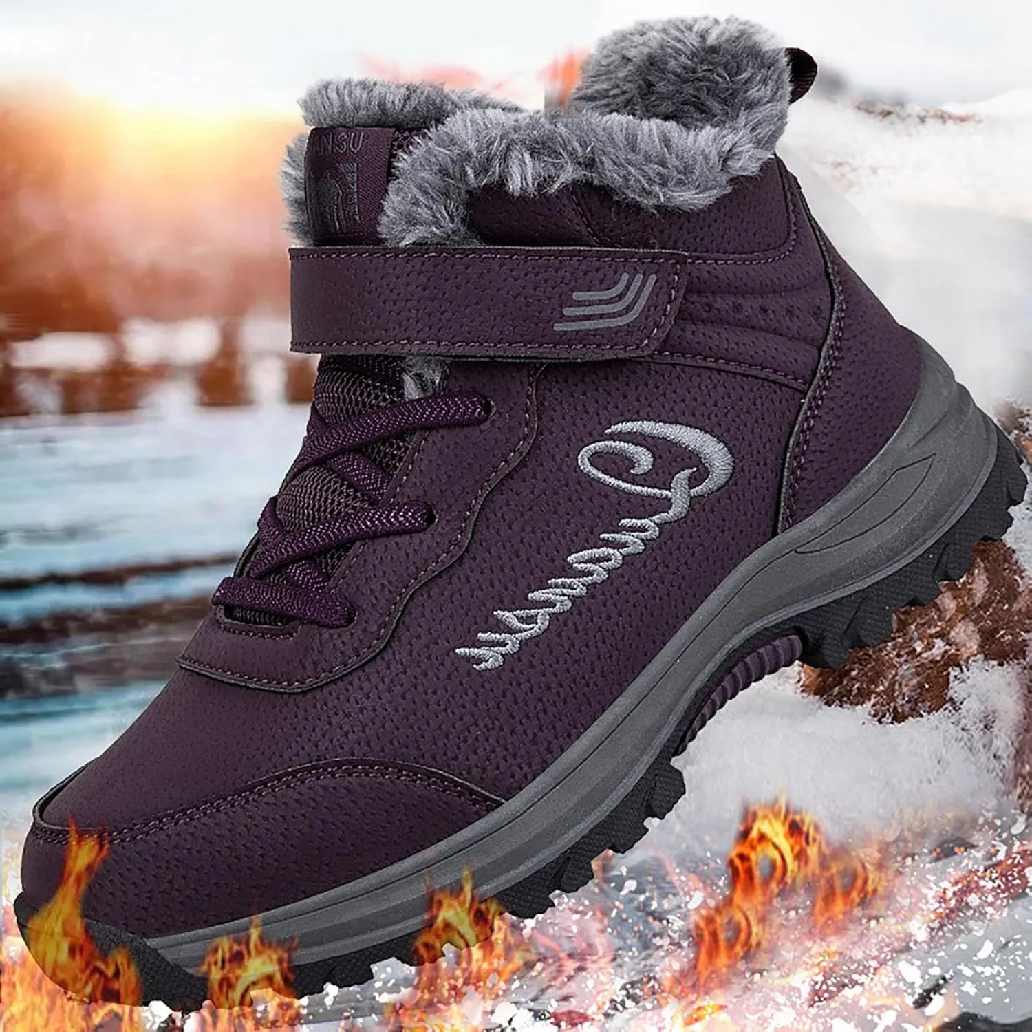 Winter Boots for Women Snow Boots Warm Fur lined Winter Boots Anti-Slip Comfortable Ankle Boots Cold Weather Boot
