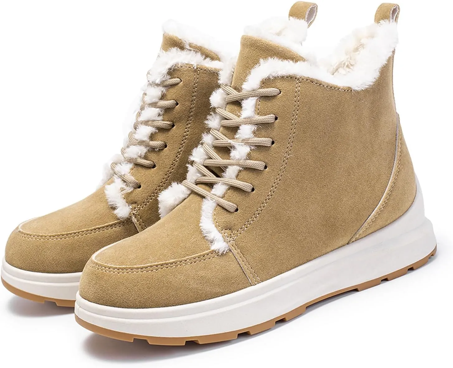 Winter Boots for Women Winter Lace Up Snow Boot Suede Outdoor Walking Ankle Booties Warm Fur Lined Snow Boots