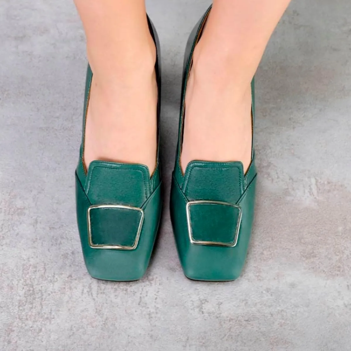 Women Chunky Block Heel Loafer Pumps Buckle Square Toe Slip On Loafer High Heels 3 inch Chunky Heel Buckle Loafers Matte Office Penny Loafers Classic Retro Comfort 4-11 M US